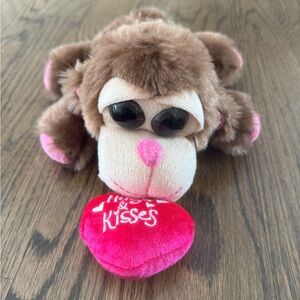 Valentine’s Day Monkey Plush w/ Hugs & Kisses Heart * Like New